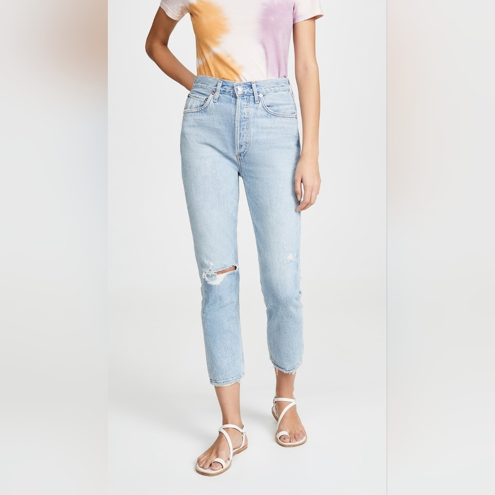 Agolde Riley High Rise Straight Crop Jeans size 25, size 26